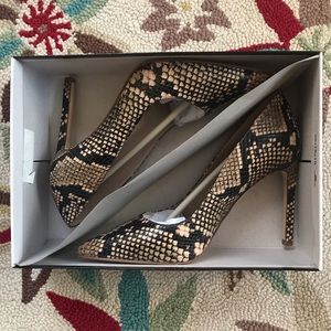 🆕 Nine West Tatiana Pump Neutral Snakeskin 4”